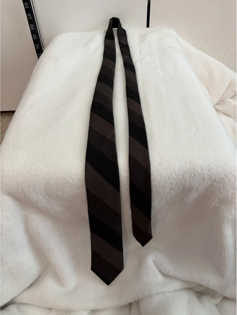 Vintage 80s St. Michael 100% Wool Skinny Neck Tie Black Pink Stripe England